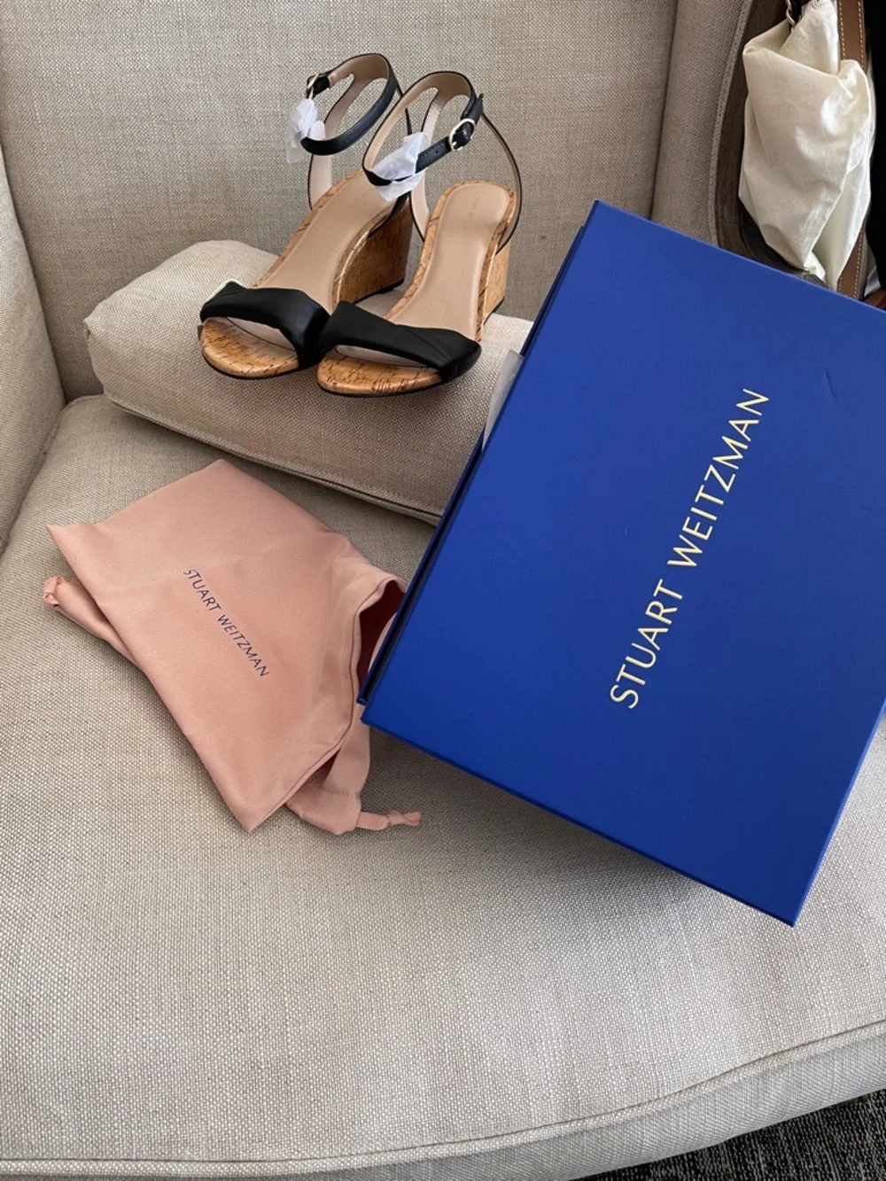 STUART WEITZMAN Everly 75 leather wedge sandals 10